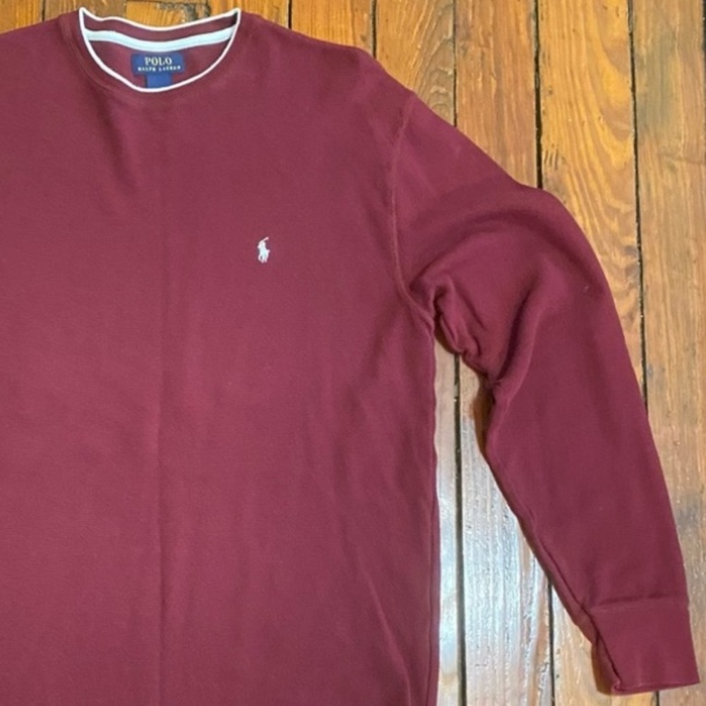 Polo Ralph Lauren Maroon Thermal Long Sleeve Shirt Size XL